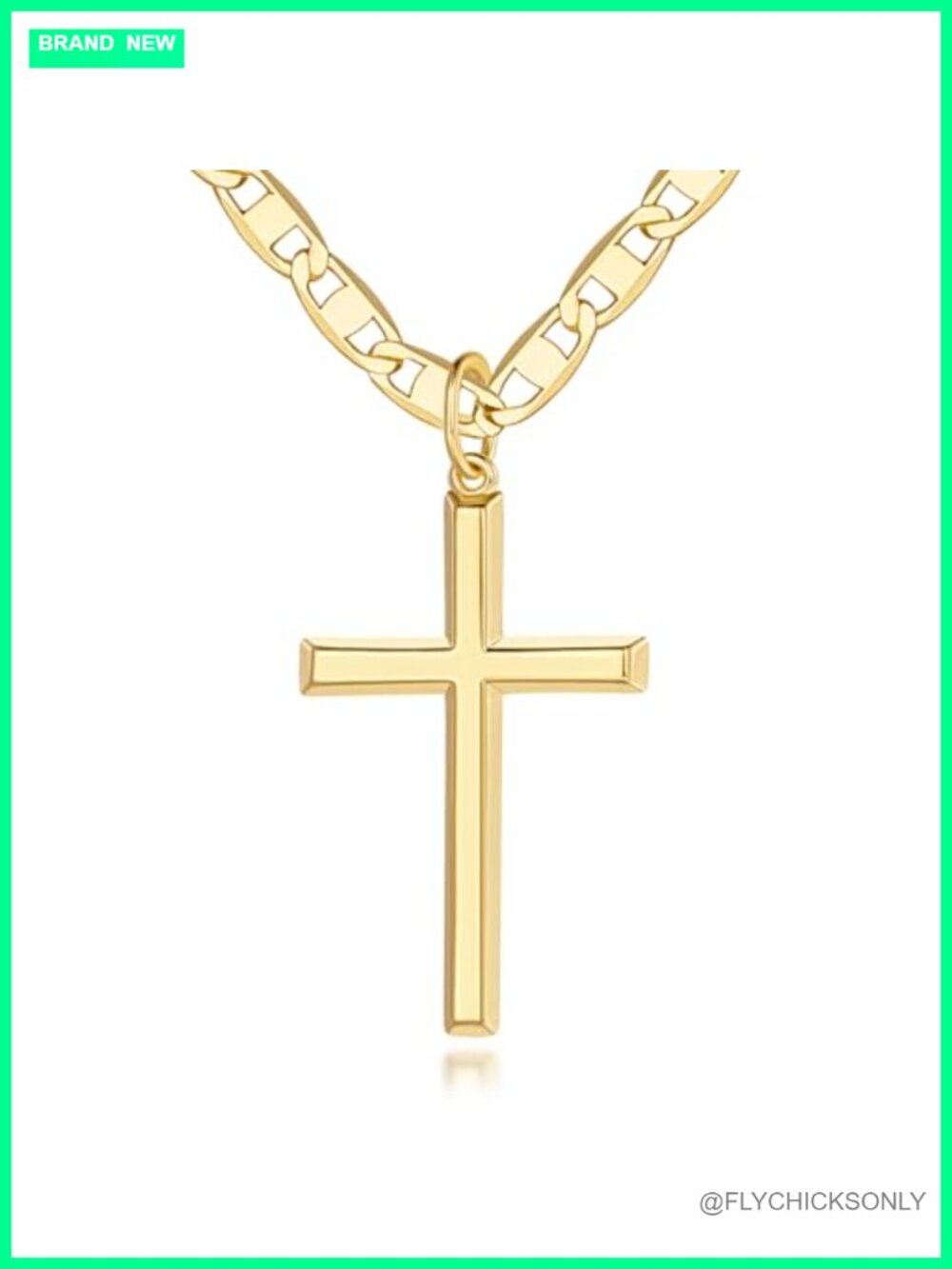 14K Gold Plated Cross Necklace Women Pendant Chain